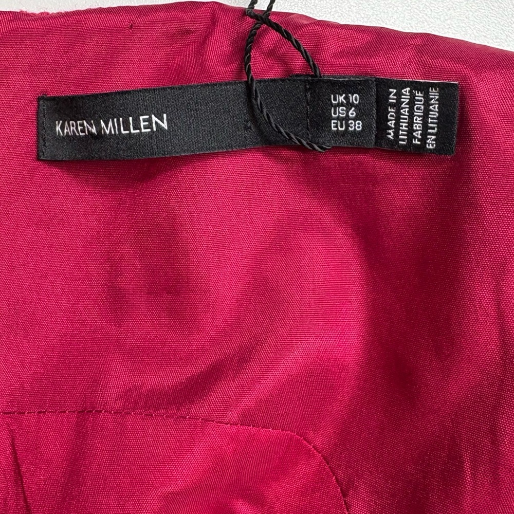 Karen Millen Structured Textured Pink Dress | Tailored Fit | Size US 6 - Picture 8 of 11